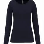 PS_K3017_NAVY - Hidalgo Dames-T-shirt ronde hals lange mouwen, navy — productfoto 13