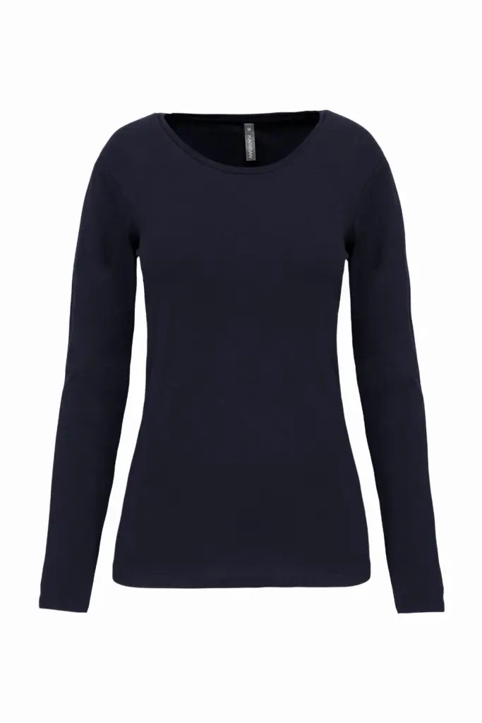 PS_K3017_NAVY - Hidalgo Dames-T-shirt ronde hals lange mouwen, navy — productfoto 13