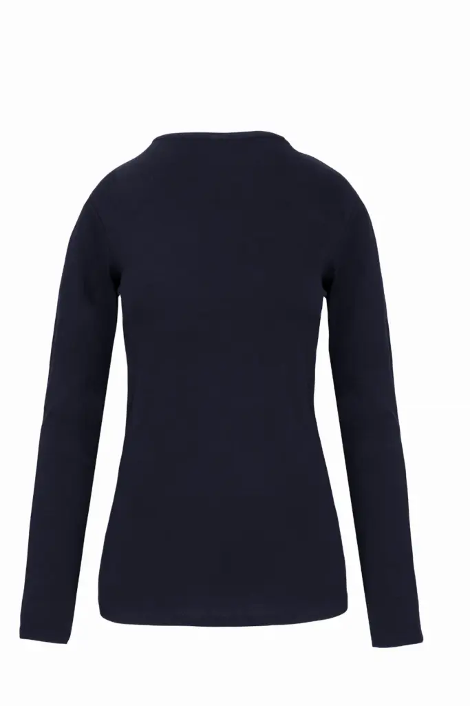 PS_K3017-B_NAVY - Hidalgo Dames-T-shirt ronde hals lange mouwen, navy — productfoto 14