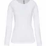 PS_K3017_WHITE - Hidalgo Dames-T-shirt ronde hals lange mouwen, white — productfoto 16