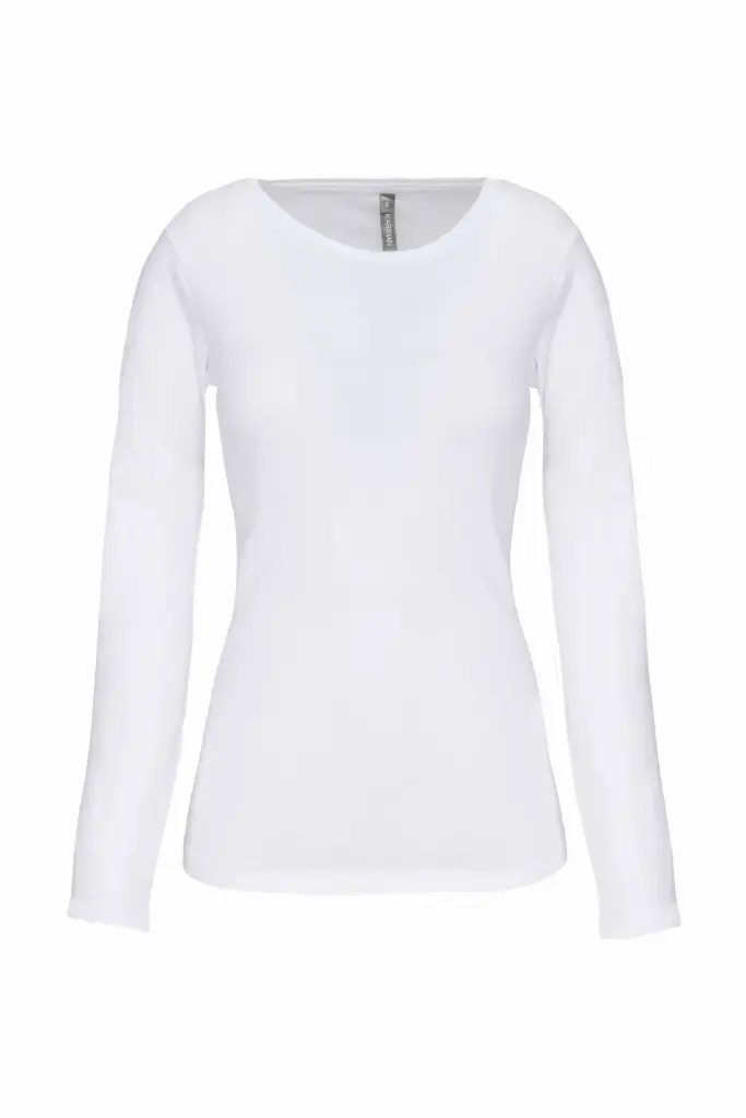 PS_K3017_WHITE - Hidalgo Dames-T-shirt ronde hals lange mouwen, white — productfoto 16