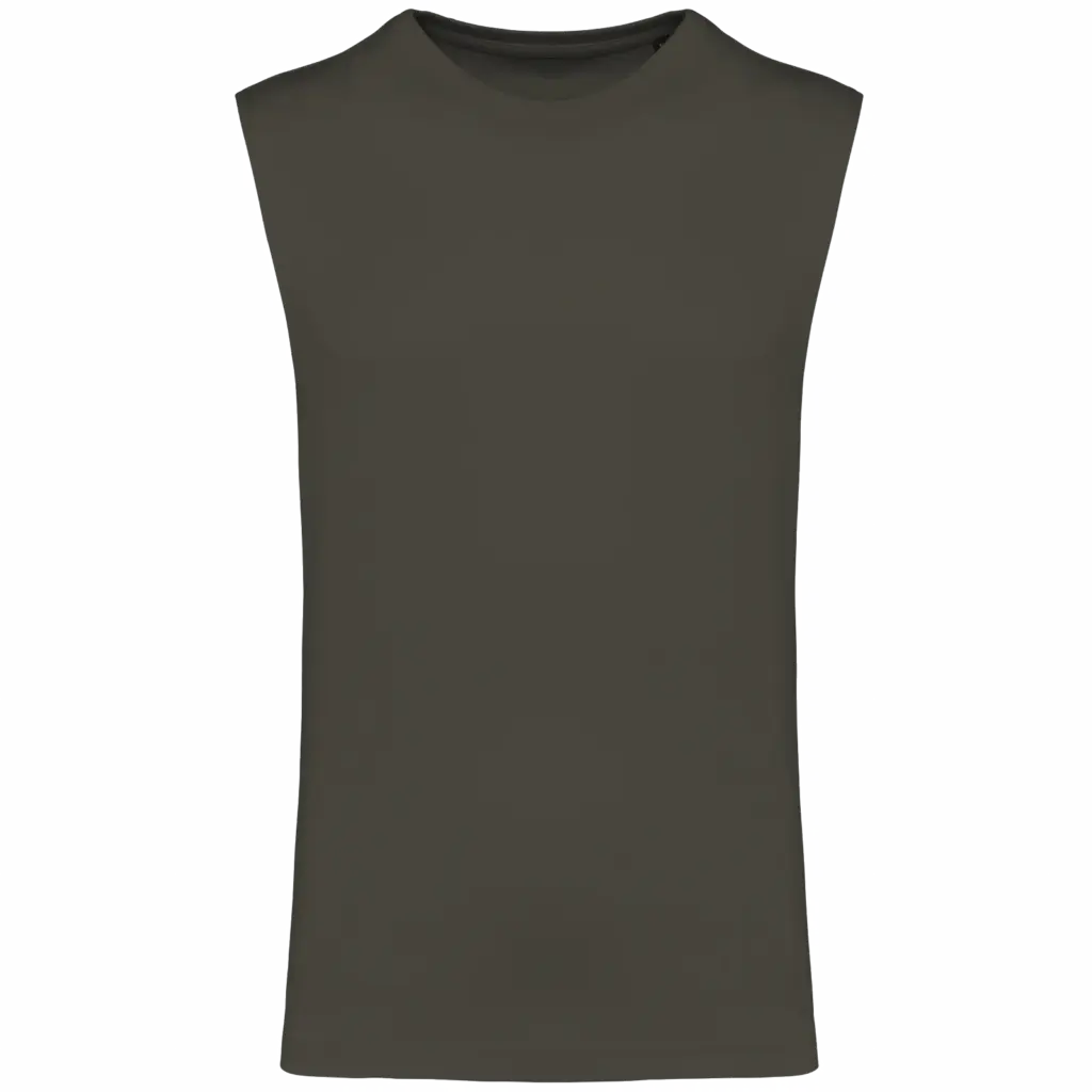 Mouwloos heren T-shirt Bio 150 IC, dark khaki — productfoto 12