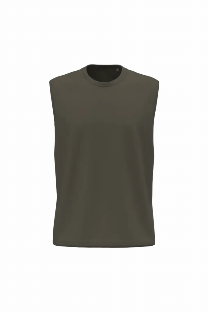 K3022ORG - Mouwloos heren T-shirt Bio 150, dark khaki