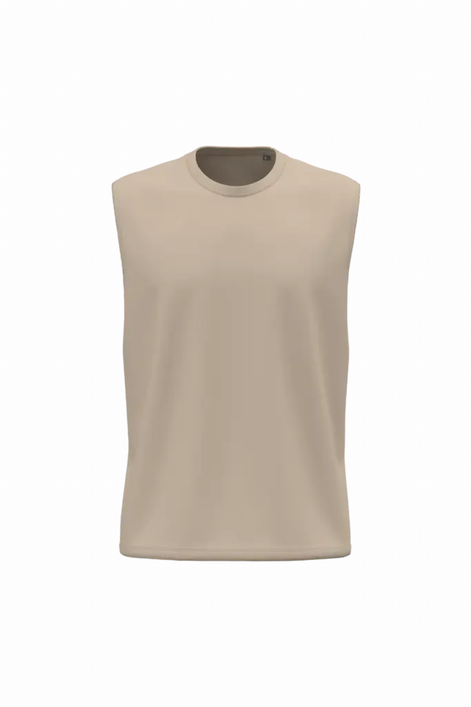 K3022ORG - Mouwloos heren T-shirt Bio 150, light sand — productfoto 3
