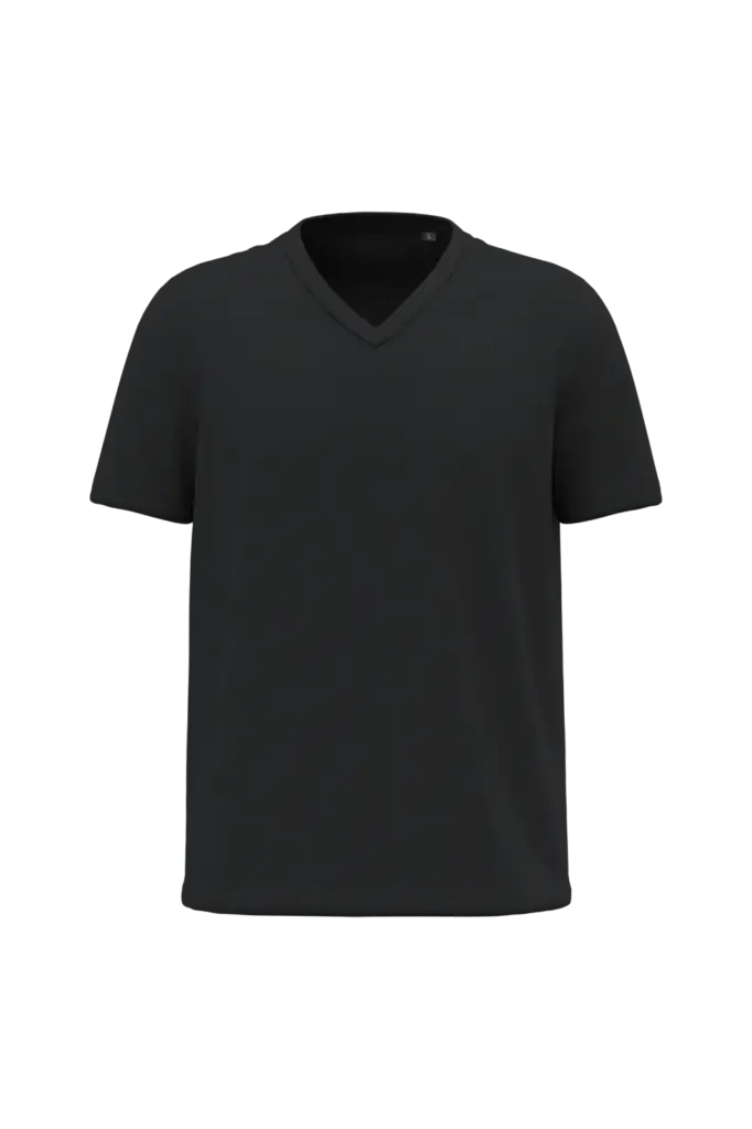 K3028ORG - Heren-T-shirt BIO150 V-hals, black — productfoto 2