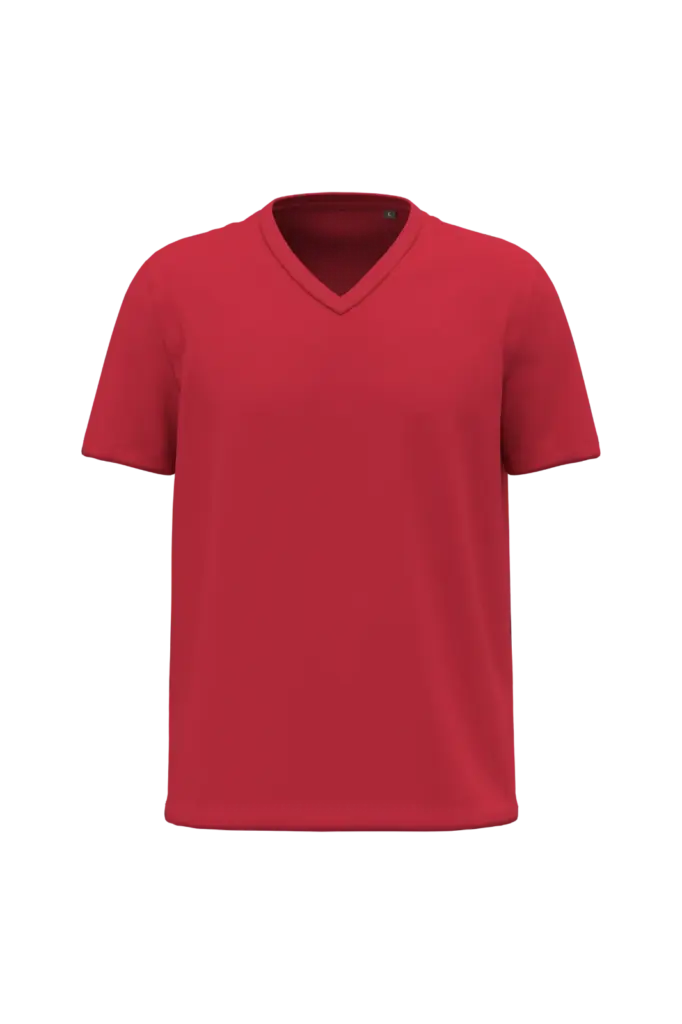 K3028ORG - Heren-T-shirt BIO150 V-hals, red — productfoto 10