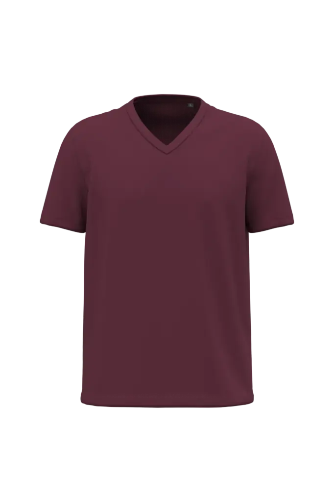 K3028ORG - Heren-T-shirt BIO150 V-hals, wine — productfoto 13