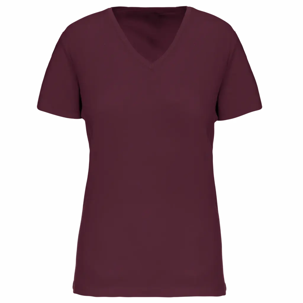 Dames-T-shirt BIO150 IC V-hals, wine — productfoto 44