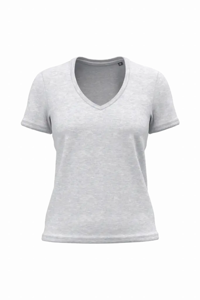 K3029ORG - Dames-T-shirt BIO150 IC V-hals, ash heather