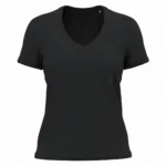 K3029ORG - Dames-T-shirt BIO150 IC V-hals, black — productfoto 2