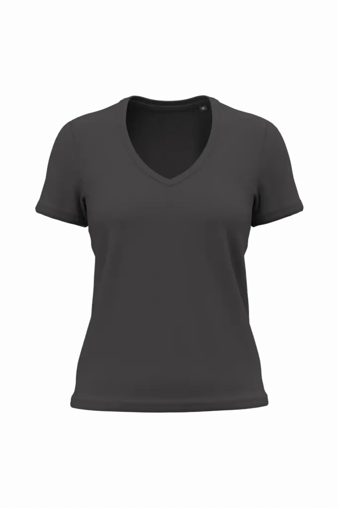K3029ORG - Dames-T-shirt BIO150 IC V-hals, dark grey — productfoto 3