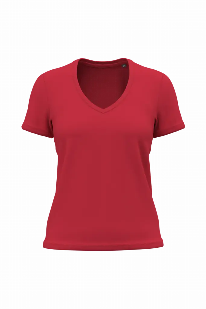 K3029ORG - Dames-T-shirt BIO150 IC V-hals, red — productfoto 10