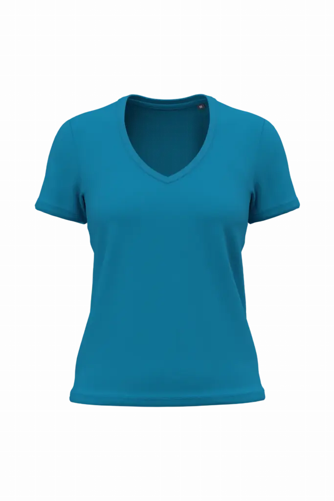 K3029ORG - Dames-T-shirt BIO150 IC V-hals, tropical blue — productfoto 11