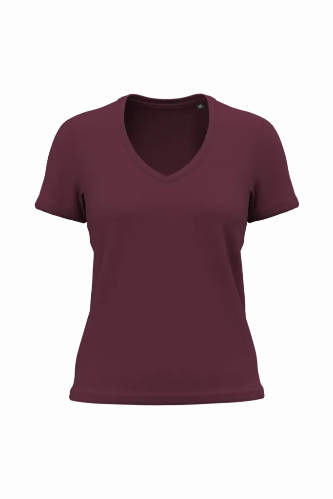 K3029ORG - Dames-T-shirt BIO150 IC V-hals, wine — productfoto 13