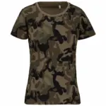 Dames-T-shirt camo korte mouwen, olive camouflage — productfoto 9