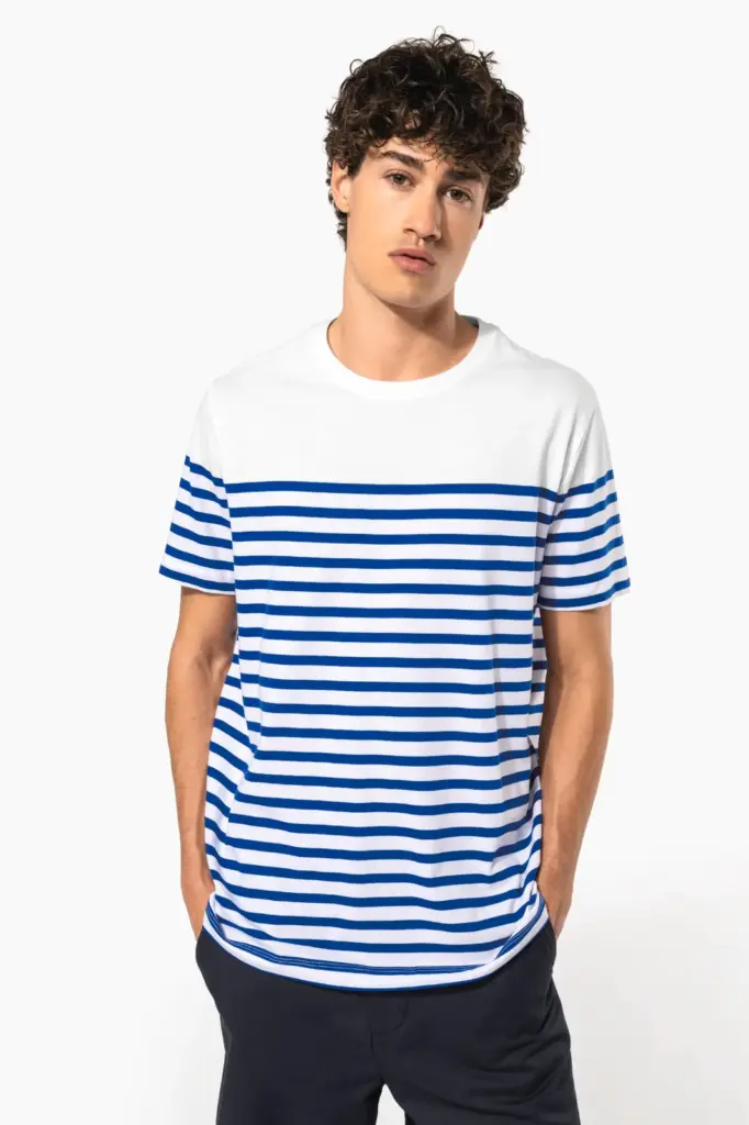 Marine-T-shirt ronde hals Bio heren