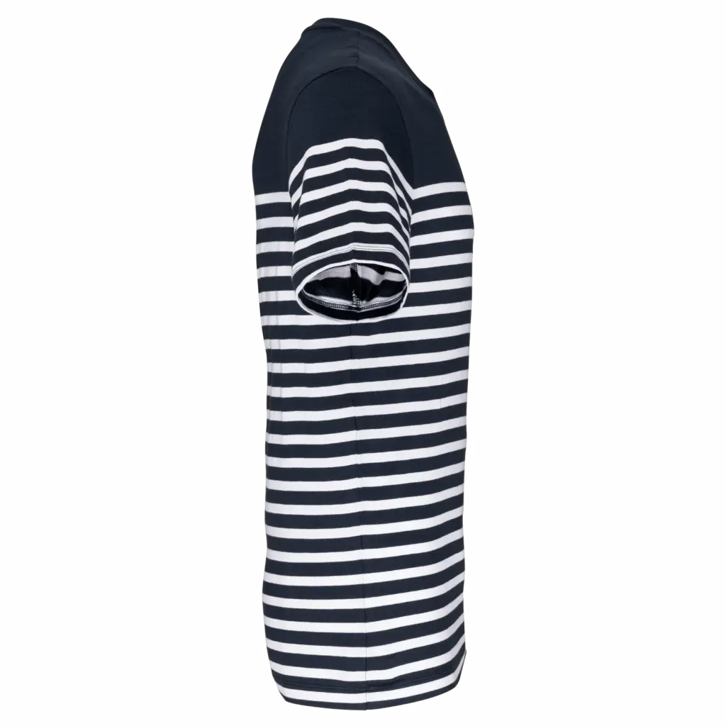 Marine-T-shirt ronde hals Bio heren, navy / white stripes — productfoto 8