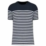 Marine-T-shirt ronde hals Bio heren, navy / white stripes — productfoto 9