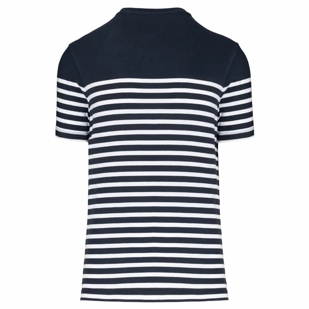 Marine-T-shirt ronde hals Bio heren, navy / white stripes — productfoto 10