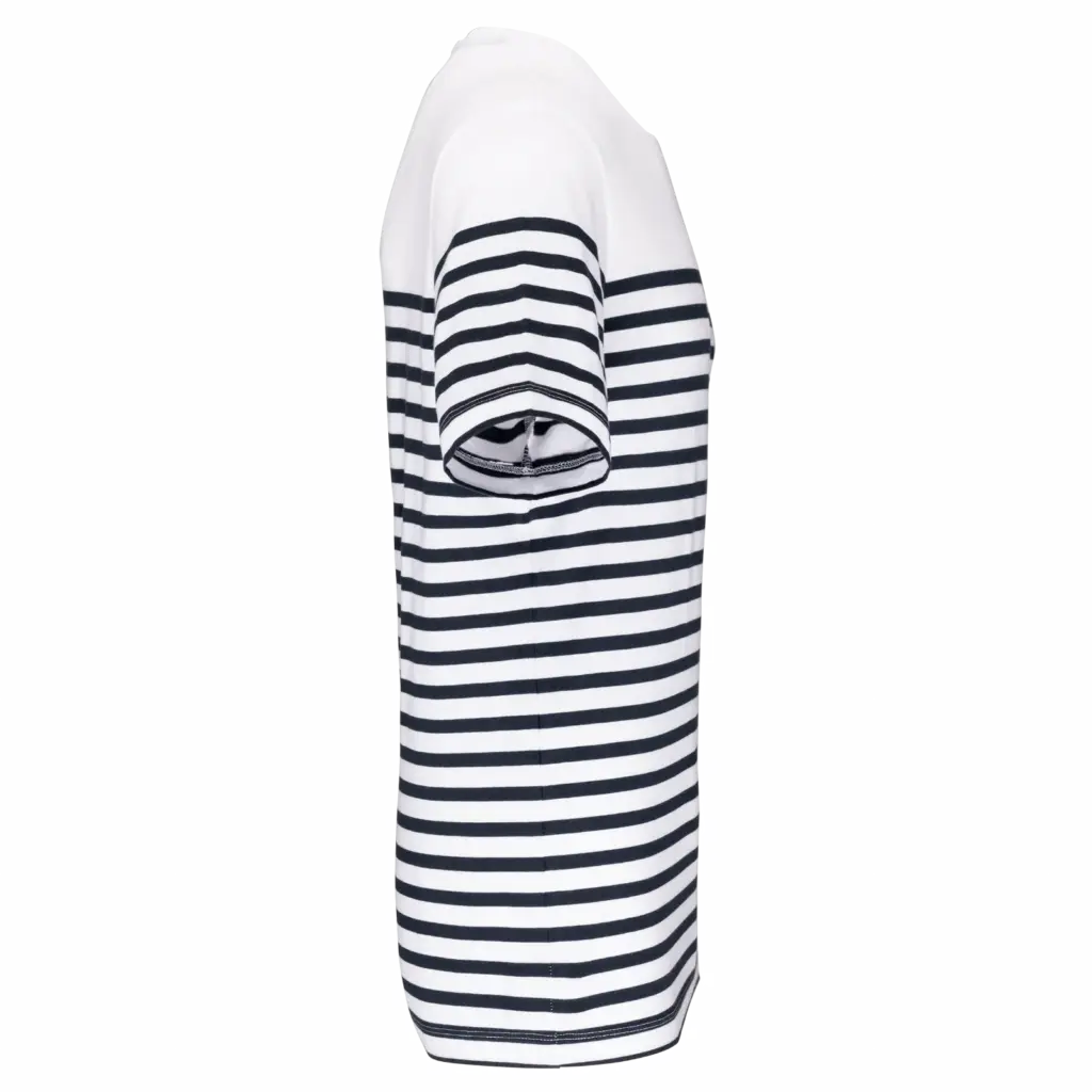 Marine-T-shirt ronde hals Bio heren, white / navy stripes — productfoto 11