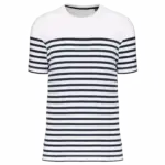Marine-T-shirt ronde hals Bio heren, white / navy stripes — productfoto 12