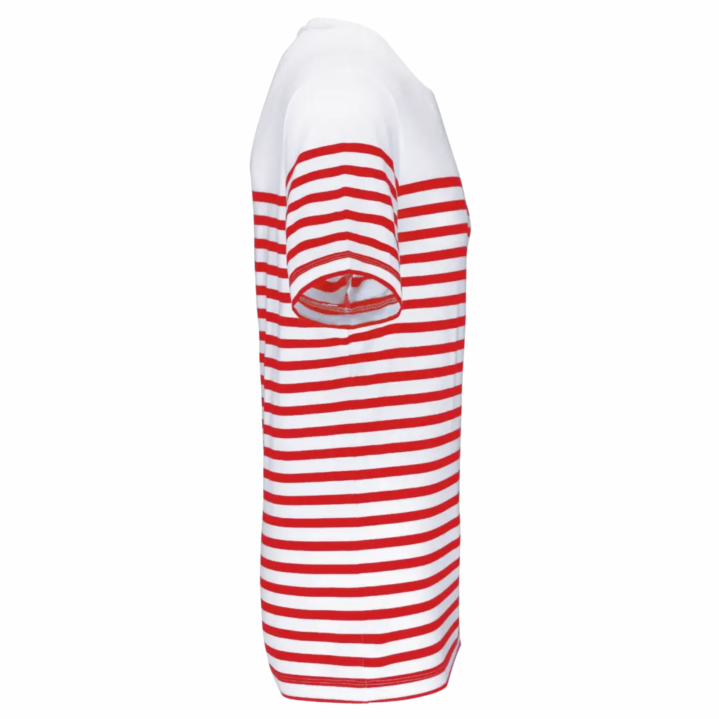 Marine-T-shirt ronde hals Bio heren, white / red stripe — productfoto 14