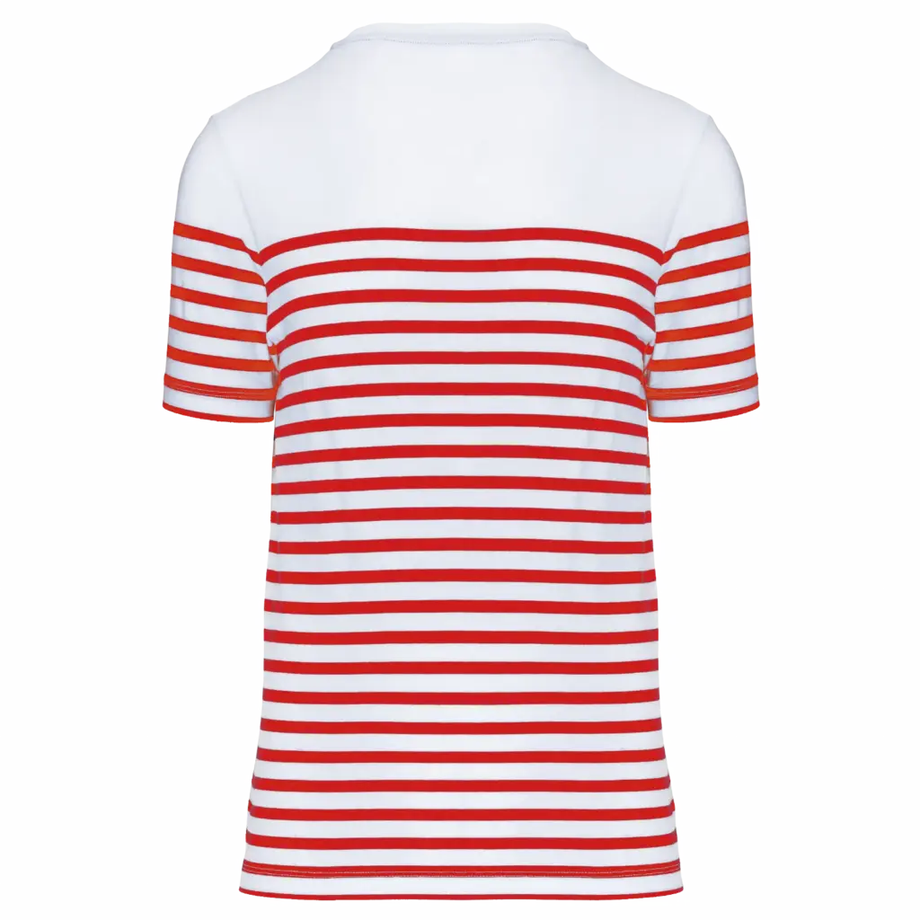 Marine-T-shirt ronde hals Bio heren, white / red stripe — productfoto 16