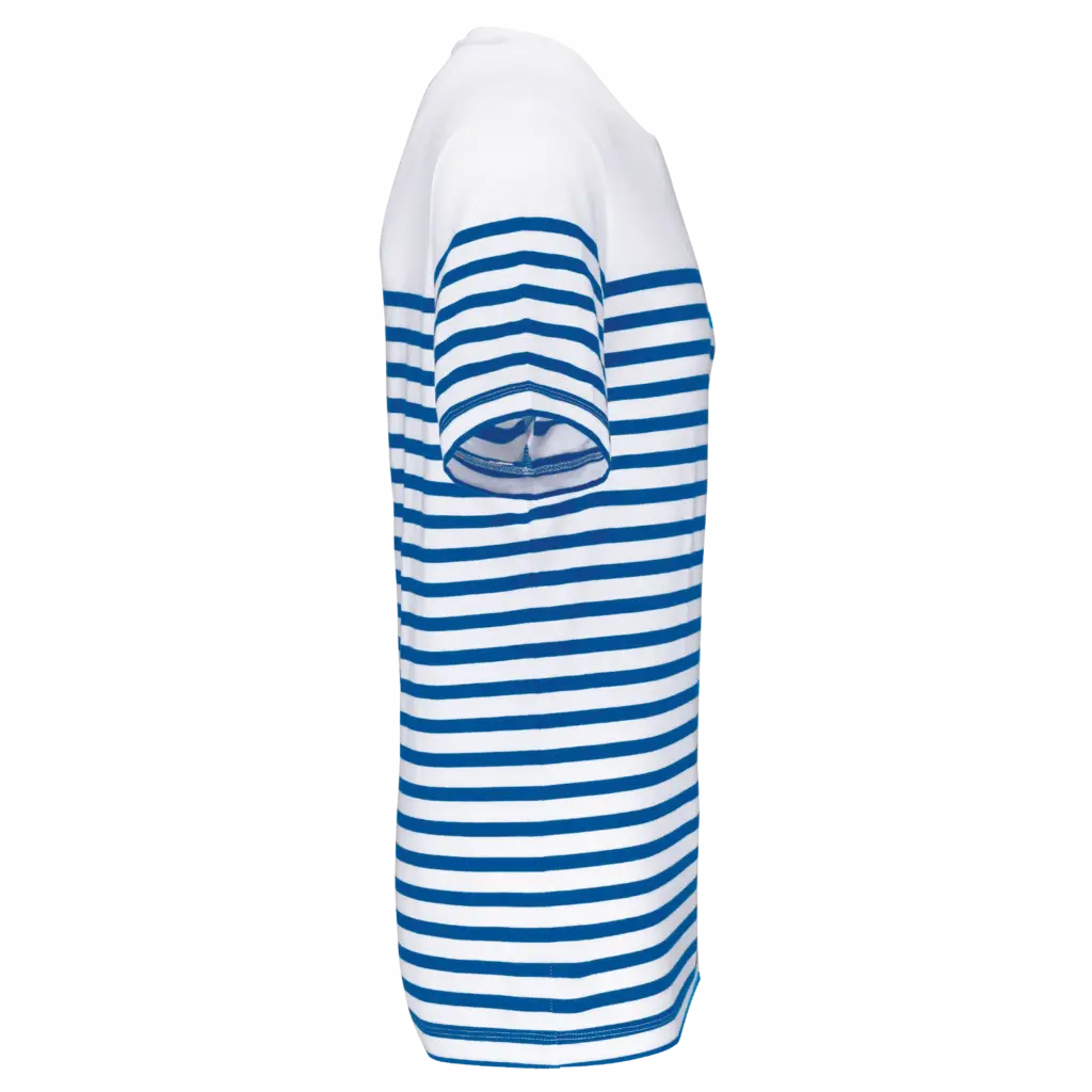 Marine-T-shirt ronde hals Bio heren, white / royal blue stripe — productfoto 17