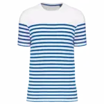 Marine-T-shirt ronde hals Bio heren, white / royal blue stripe — productfoto 18