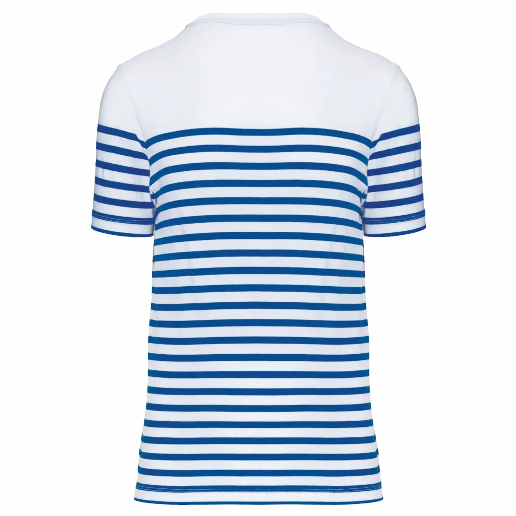 Marine-T-shirt ronde hals Bio heren, white / royal blue stripe — productfoto 19