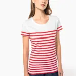 Marine-T-shirt ronde hals Bio dames