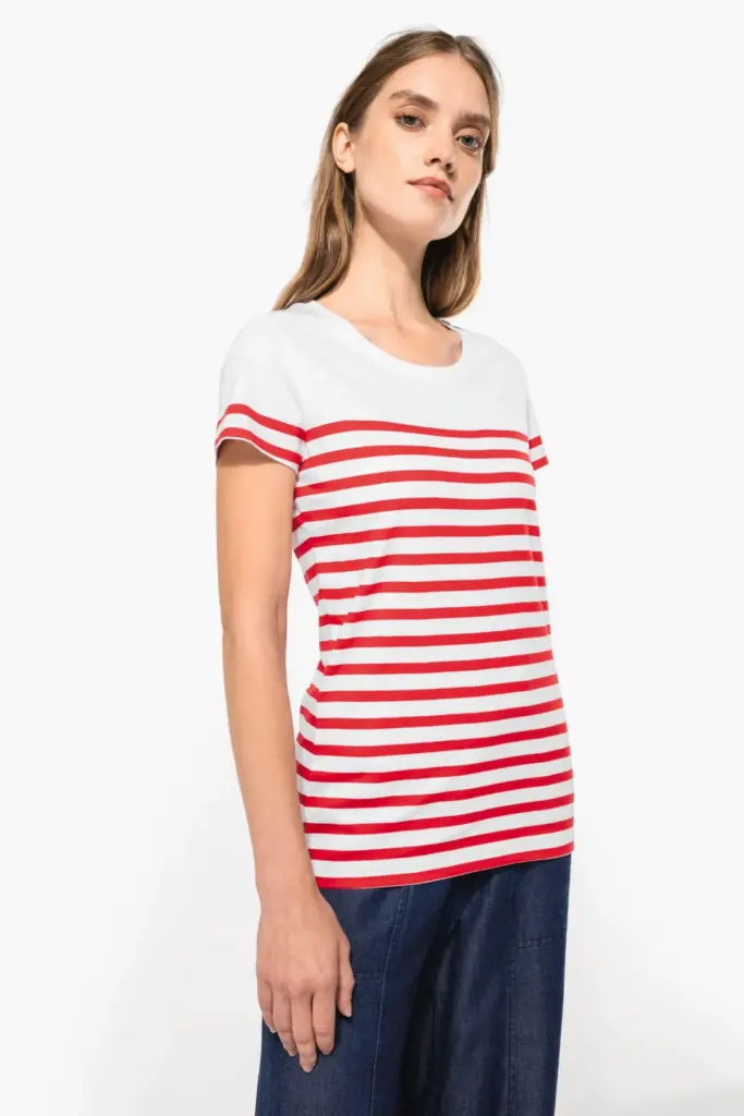Marine-T-shirt ronde hals Bio dames — productfoto 5