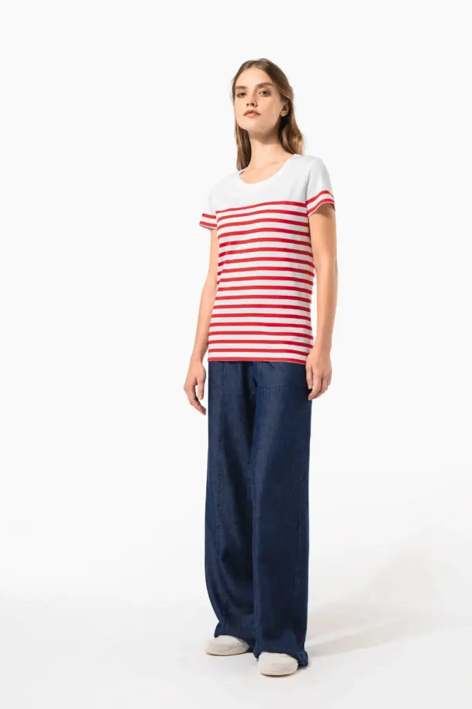 Marine-T-shirt ronde hals Bio dames — productfoto 7