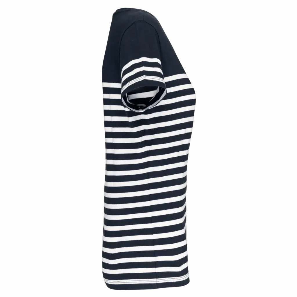 Marine-T-shirt ronde hals Bio dames, navy / white stripes — productfoto 12