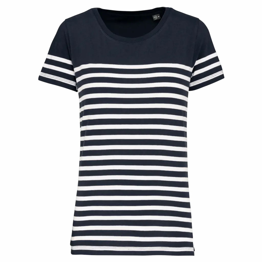Marine-T-shirt ronde hals Bio dames, navy / white stripes — productfoto 13