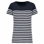 Marine-T-shirt ronde hals Bio dames, navy / white stripes — productfoto 13