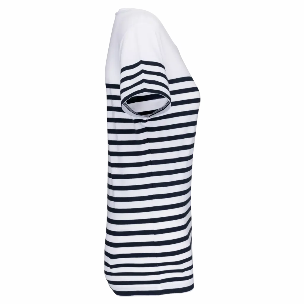 Marine-T-shirt ronde hals Bio dames, white / navy stripes — productfoto 15