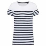 Marine-T-shirt ronde hals Bio dames, white / navy stripes — productfoto 16