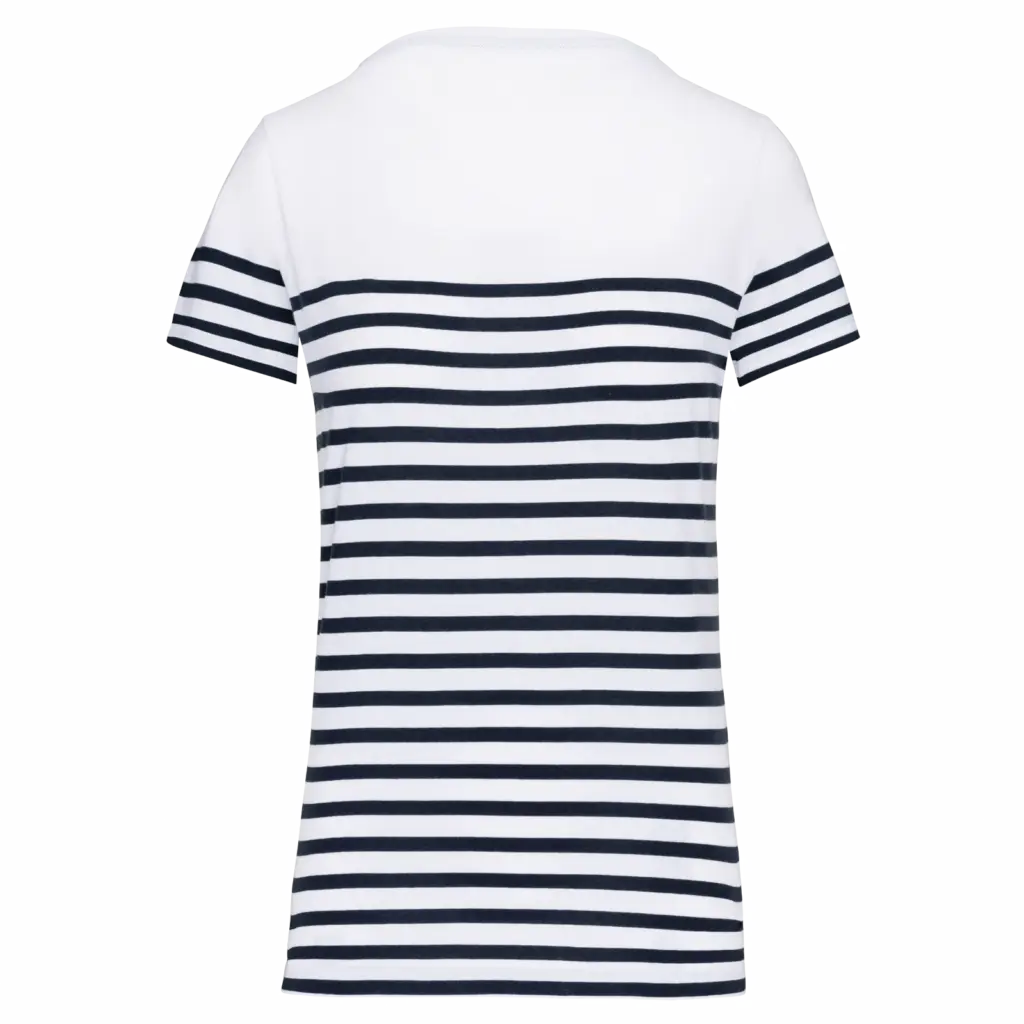 Marine-T-shirt ronde hals Bio dames, white / navy stripes — productfoto 17