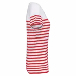 Marine-T-shirt ronde hals Bio dames, white / red stripe — productfoto 18