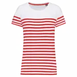 Marine-T-shirt ronde hals Bio dames, white / red stripe — productfoto 19