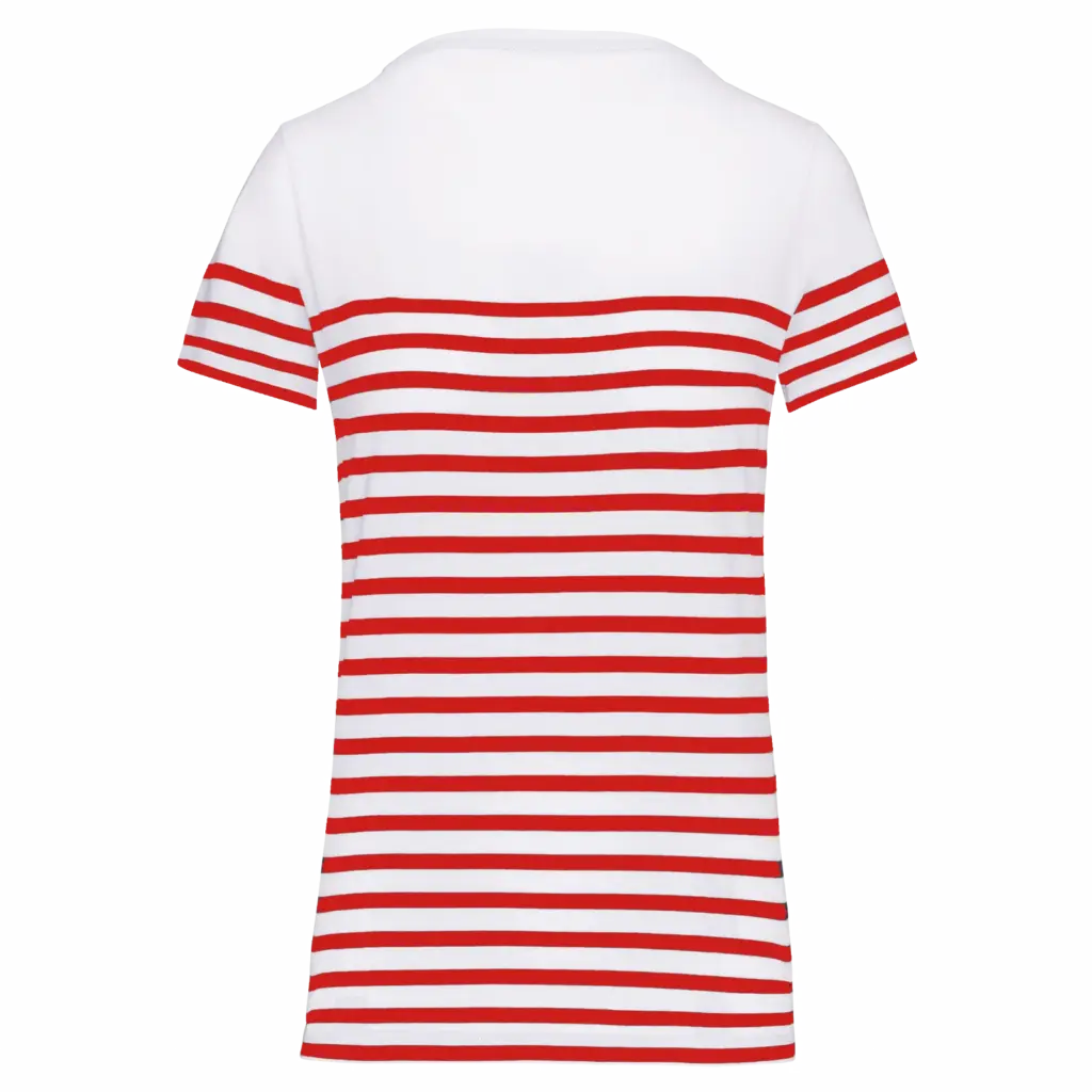 Marine-T-shirt ronde hals Bio dames, white / red stripe — productfoto 20