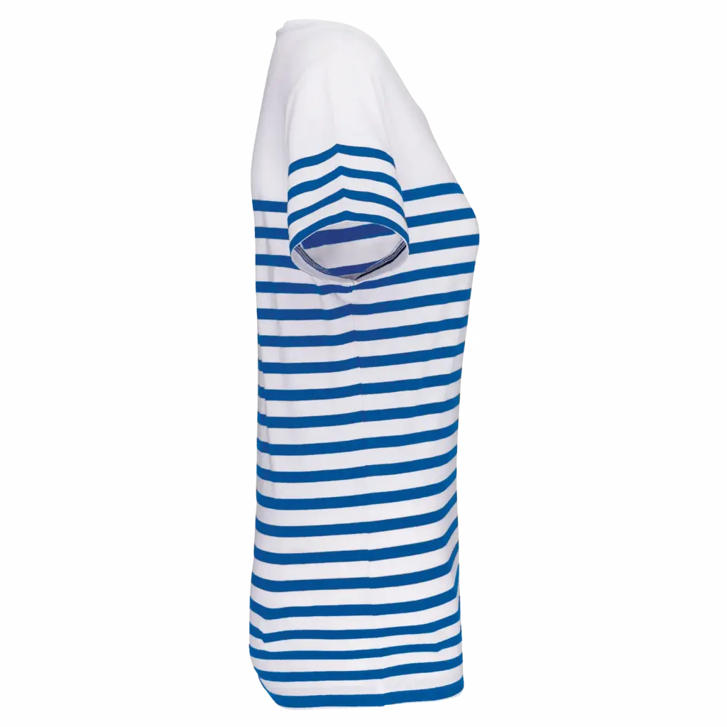 Marine-T-shirt ronde hals Bio dames, white / royal blue stripe — productfoto 21