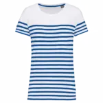 Marine-T-shirt ronde hals Bio dames, white / royal blue stripe — productfoto 22