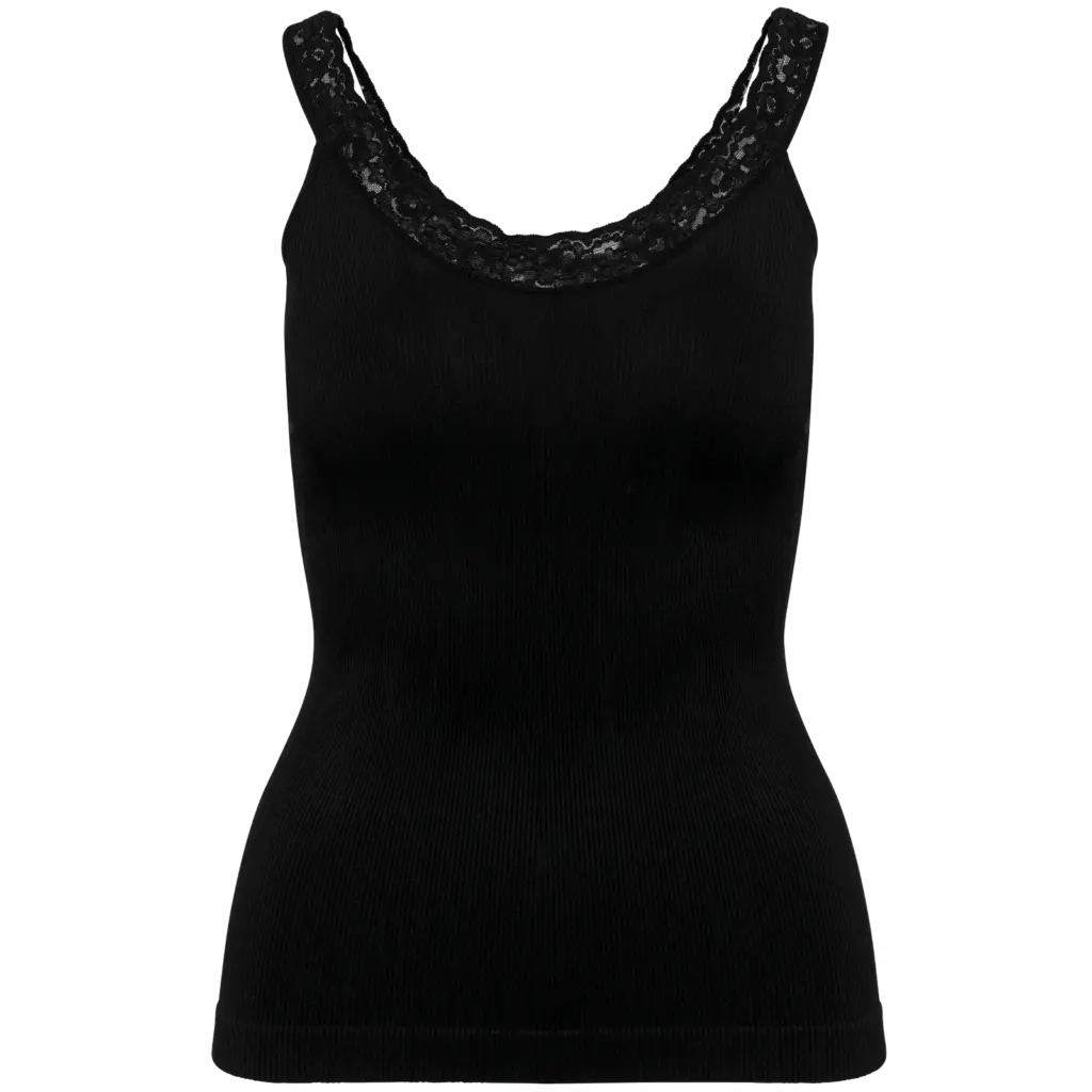 PS_K3043-B_BLACK - Hidalgo-werbeartikel Ecologische en naadloze top met kant, black — productfoto 4