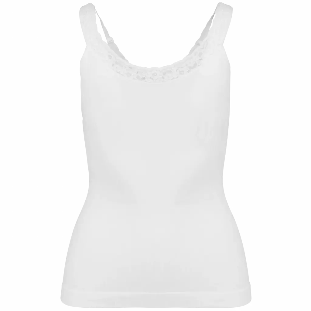 PS_K3043-B_WHITE - Hidalgo-werbeartikel Ecologische en naadloze top met kant, white — productfoto 7