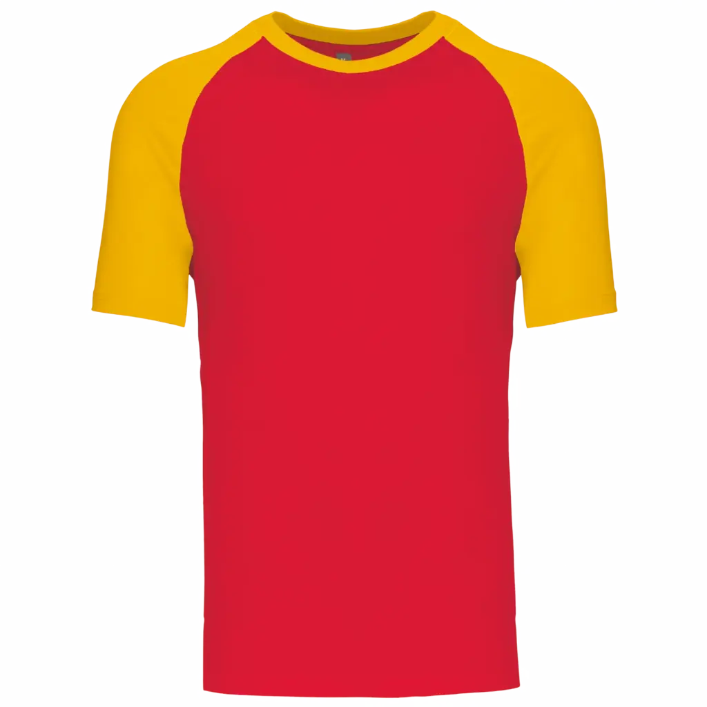 Baseball - Tweekleurig T-shirt, red / yellow — productfoto 34