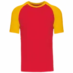 Baseball - Tweekleurig T-shirt, red / yellow — productfoto 34