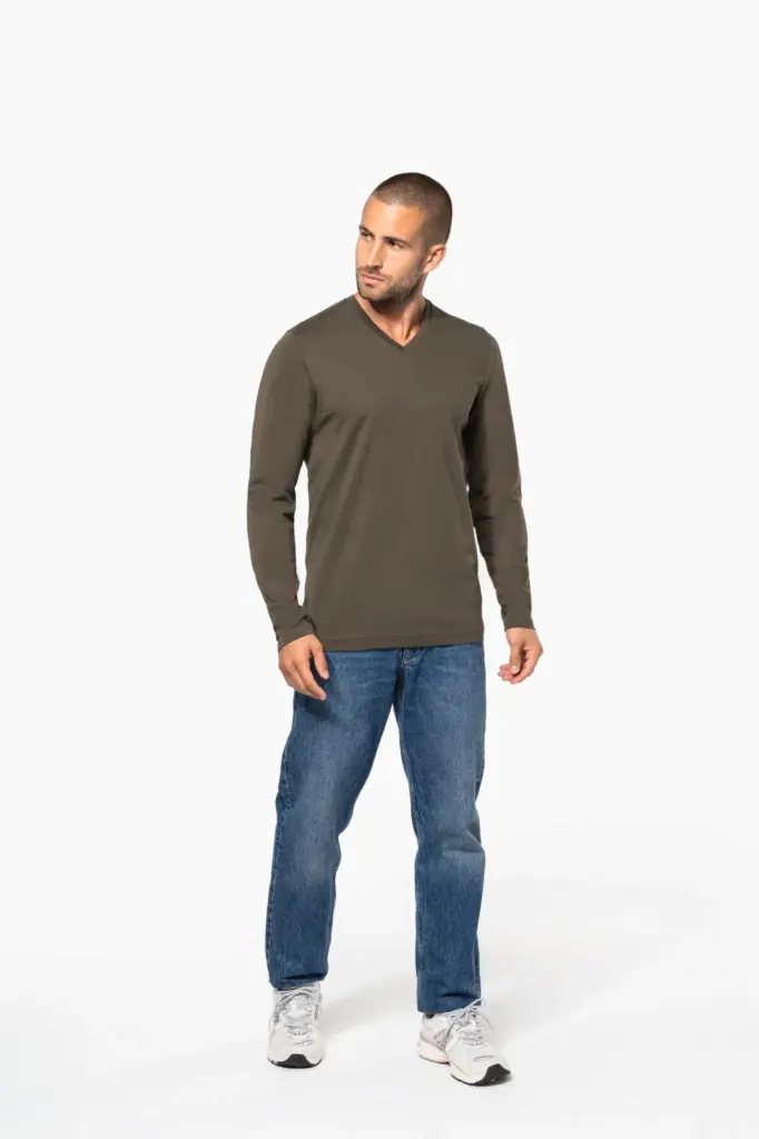 K358-3_2025 - Hidalgo-werbeartikel T-shirt V-hals lange mouwen — productfoto 5