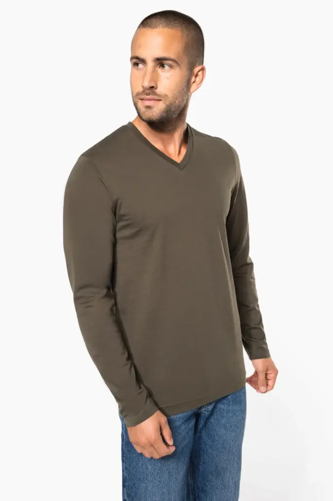 K358-6_2025 - Hidalgo-werbeartikel T-shirt V-hals lange mouwen — productfoto 6